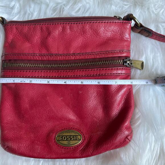 Vintage Fossil Red Leather Mini‎ Crossbody Bag Purse Classic Capsule Messenger - Picture 6 of 7